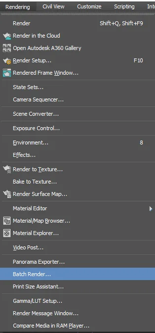 Batch Render setup / step 1