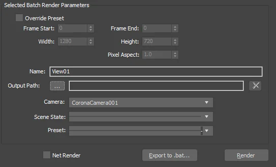 Batch Render setup / step 2